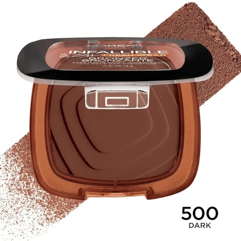 3 x L'Oreal Infallible 24H Fresh Wear Soft Matte Longwear Bronzer, 500 Dark